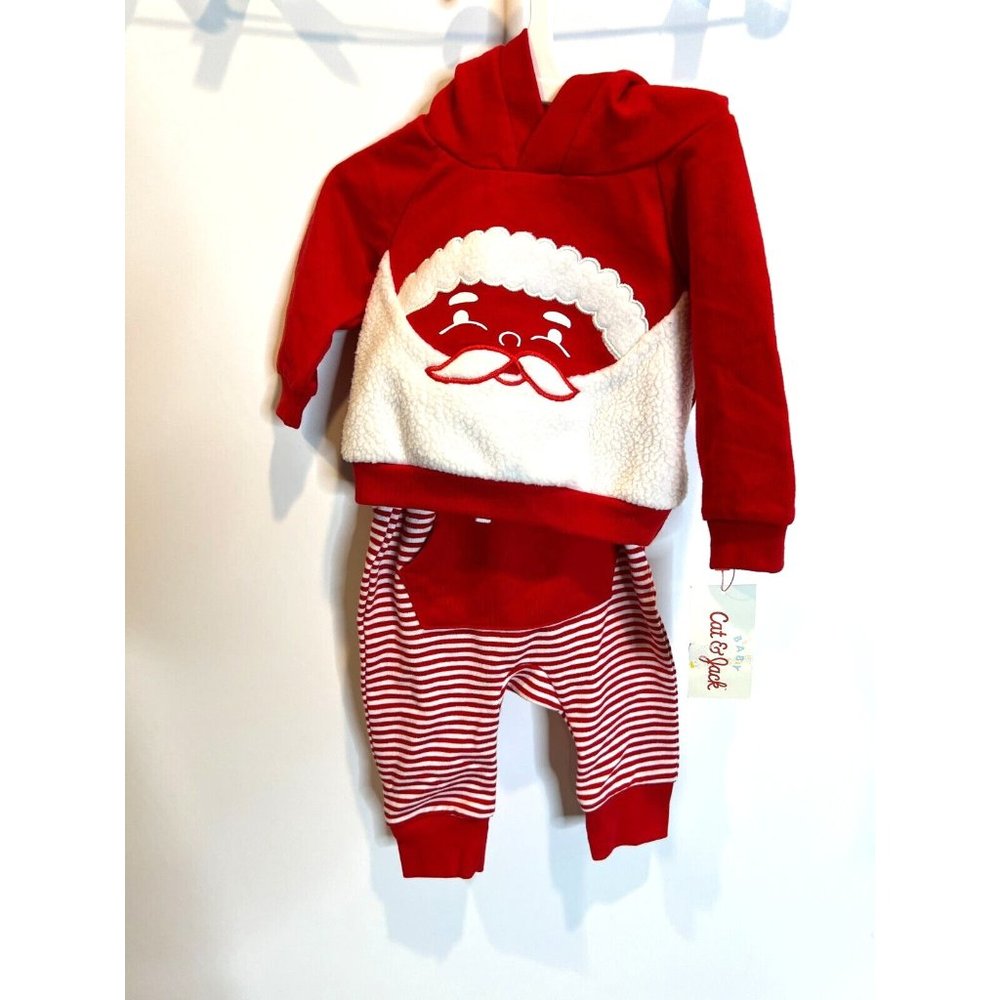Baby Cat & Jack 2-Piece Santa Christmas Hoodie Suit 3-6mts